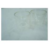 Clear Glass Skull Decanter and Clear Glass Skulls 2ct w/corks, 2 clear glass skull shot glasses