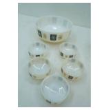 Vintage Federal Glass White Milk Glass Mixing Bowls and Dishes "Atomic Starburst" Pattern