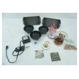 Vintage Ashtrays, Princess House Heritage Cranberry Etched Glass Candy Dish w/a Lid, Bread Pans and more