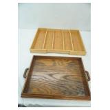 NEW Expandable/Adjustable Wooden Drawer Organizer, Wooden 2-Handled Tray