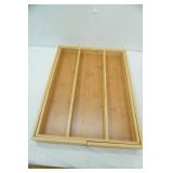 NEW Expandable/Adjustable Wooden Drawer Organizer, Wooden 2-Handled Tray
