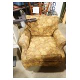 Set of Club Chairs, Twin Size Metal Bed Frame, Floor Lamp, Storage Shelf