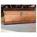 Antique Wooden Storage Chest with Compartments - 31" wide
