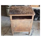 Wooden Cabinet with Hinged Door and Open Shelf