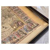 Framed Vintage World Map titled "Nova Totius Terrarum Orbis Geographica Ac Hydrographica Tabula" - approx. 22" wide