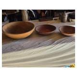 Set of Three Vintage Wooden Bowls