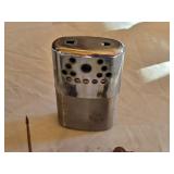 Aladdin N-E C1 Hand Warmer, Luverne National Bank Mechanical Bank, Vintage Military Canteen, and Balance Scale