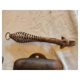 Antique Cast Iron Kitchenware Set including Corn Cob Pan, Spring Handle, and All-In-One Grater