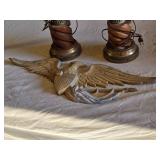 Pair of Eagle-Themed Table Lamps and Eagle Wall Decor (damaged)