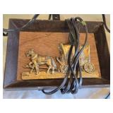 Vintage Wall Sconce Lamps with Brass Carriage and Car Plaques