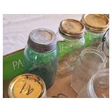 Lot of Mason Jars and Lids in Tomato Box