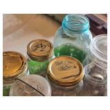 Lot of Mason Jars and Lids in Tomato Box