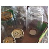 Lot of Mason Jars and Lids in Tomato Box