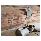 Wooden Ammunition Box with Gas Mask and Sea Dive Mask