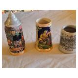 German Beer Steins and Mug Collection including Salzburg Mug, Decorative Steins, and Accessories