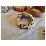 Assorted Jewelry and Accessories Lot including Bracelets, Wooden Bracelets, Boxes, and Award