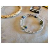 Assorted Jewelry and Accessories Lot including Bracelets, Wooden Bracelets, Boxes, and Award