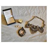Lot of Jewelry Items including Etc! Necklace, Earrings, and Compact
