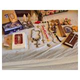 Religious Items Collection including Crosses, Rosaries, and Figurines