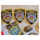 Police and Scout Patches, Keychain, and Memorabilia Collection including Minnesota New Hope Police Patches, Clan MacNaghten Keychain, and Boy Scouts Items