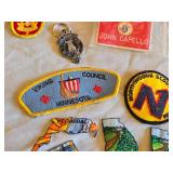 Police and Scout Patches, Keychain, and Memorabilia Collection including Minnesota New Hope Police Patches, Clan MacNaghten Keychain, and Boy Scouts Items
