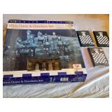 Glass Chess & Checkers Set with Magnetic Chess Sets