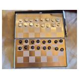 Compact Magnetic Chess Set, Wooden Chess Clock, and Chess Club Lapel Pins