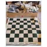 1990 National Elementary Chess Championship board with Approx. 9 sets of Chess Pieces (uncounted)