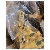 Box Full of Chess Pieces and Metal Chess Board