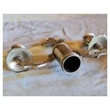 Pair of Ornate Silver-Plated Candle Holders with Cross Design