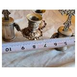 Pair of Ornate Silver-Plated Candle Holders with Cross Design