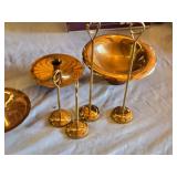 Brass Candle Holders and Bowl