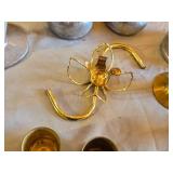 Mixed Metal Decorative Items including Candlestick Holders, Mini Bowls, and Vases