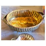 Silver and Metal Kitchenware Collection including Large Serving Bowl, Shell Dish, and Accessories
