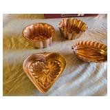Copper Molds Set Including Heart and Fluted Designs