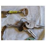 Lot of Vintage Keys, Edgewell Fingernail Clipper, Paper Clips, and Small Tools