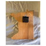 Heavy Brass Desk Clock with Nameplate and Minnesota Shaped Wall Clock