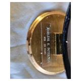 Heavy Brass Desk Clock with Nameplate and Minnesota Shaped Wall Clock