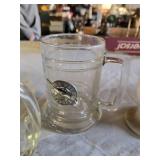 Glass Mugs and Cup Lot including Disneyland Jack Mug, Florida Mug, and Other Glassware
