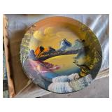 Lot of Art Pieces Including Paintings and Painted Plates
