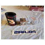 Dale Earnhardt Collectibles including The Intimidator Tire Mug, Budweiser Racing Glass, and Chevy Dealers Rubik