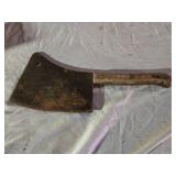 Vintage Cleaver with Wooden Handle and Stamped Blade 16-Inch Total Length
