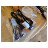 Mixed Cables and Accessories Lot including HDMI, VGA, USB, and Power Cords