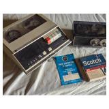 RCA Solid State Portable Tape Recorder and Vintage Reel-to-Reel Player with Scotch Recording Tape