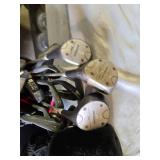 Spalding and Dunlop Golf Club Bags with Various Clubs