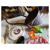 Mizuno Volleyball, Alpo Frisbee, Baton, and Mini Basketball Hoop Set, Air Pump with Broken Hose