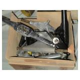 Vintage Roller Skates, Ice Skates, Box of Skateboard Parts