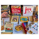 Collection of Cookbooks including "Joy of Cooking", "Taste of Home Cookbook", "The New Woman