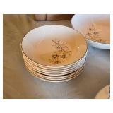 Vintage China Dinnerware Set with Floral Pattern and Serving Pieces