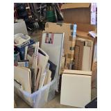 Giant Lot of Assorted Art and Framing Supplies including Dry Erase Boards, Mat Boards, and Sculpted Foam Speaker Grille